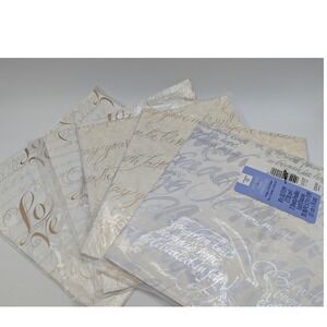 Ambassador Hallmark Wedding Gift Wrap  6 Pack 12 Sheets Script Marriage Gold